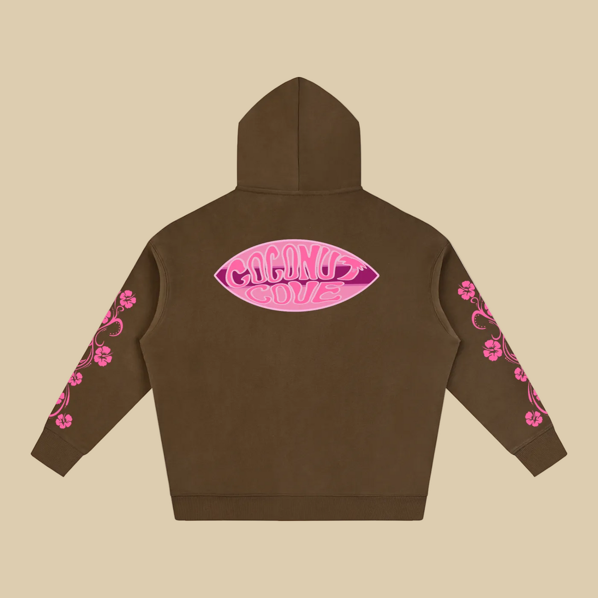 Pink Hibiscus Surfer Oversized Hoodie