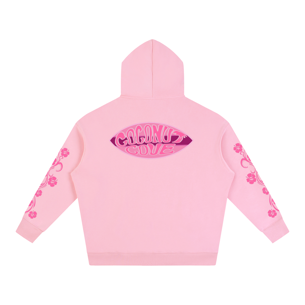Pink Hibiscus Surfer Oversized Hoodie