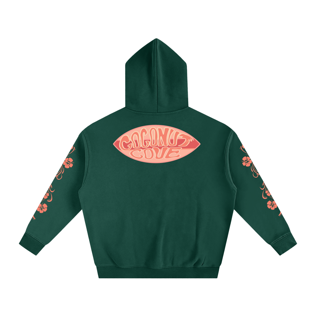 Coral Hibiscus Y2K Surfer Oversized Hoodie