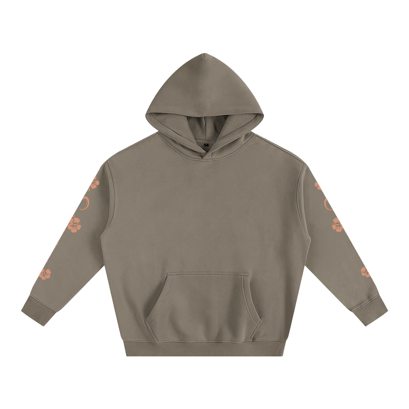 Beige Hibiscus Y2K Surfer Oversized Hoodie