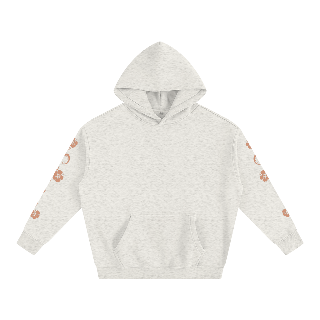 Beige Hibiscus Y2K Surfer Oversized Hoodie