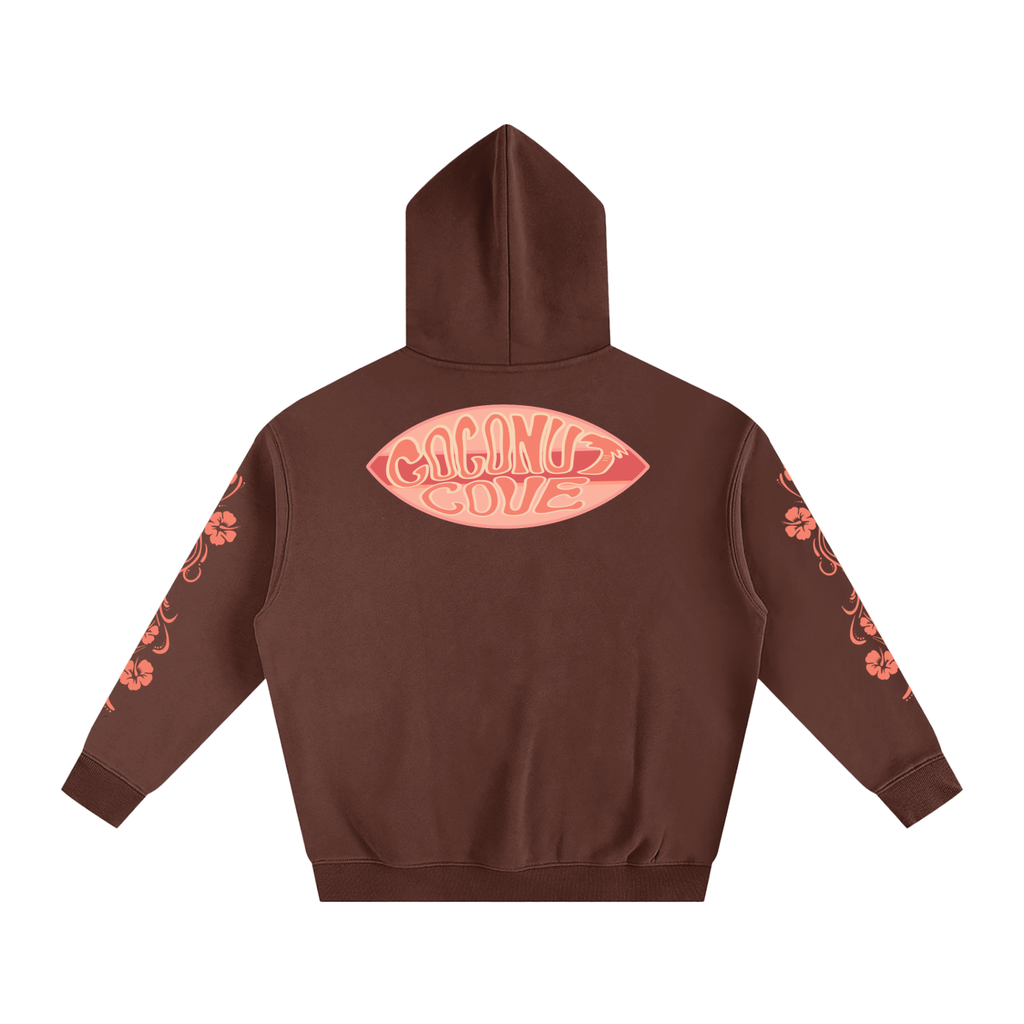 Coral Hibiscus Y2K Surfer Oversized Hoodie