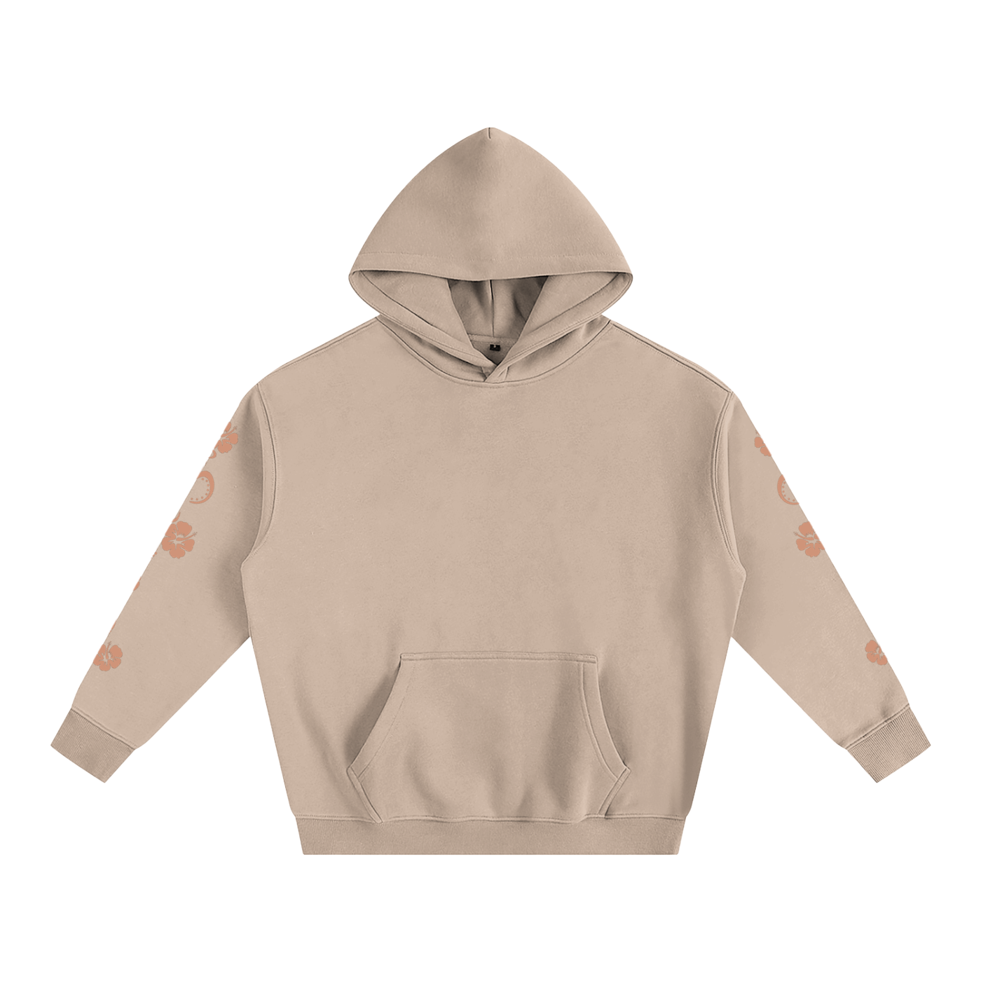 Beige Hibiscus Y2K Surfer Oversized Hoodie