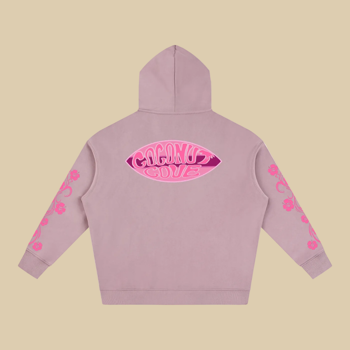 Pink Hibiscus Surfer Oversized Hoodie