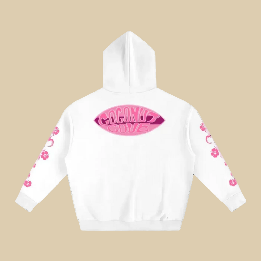 Pink Hibiscus Y2K Surfer Oversized Hoodie