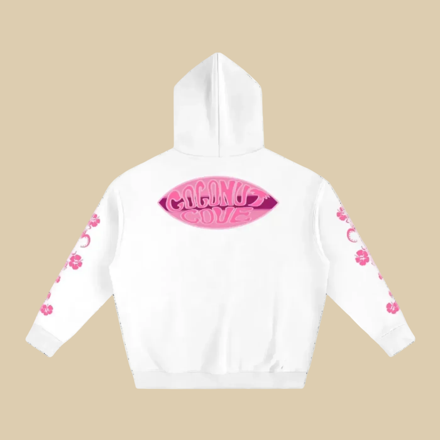 Pink Hibiscus Y2K Surfer Oversized Hoodie