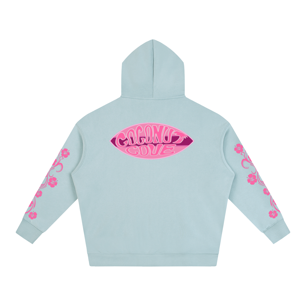 Pink Hibiscus Surfer Oversized Hoodie