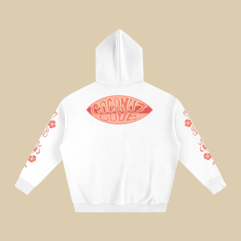 Coral Hibiscus Y2K Surfer Oversized Hoodie