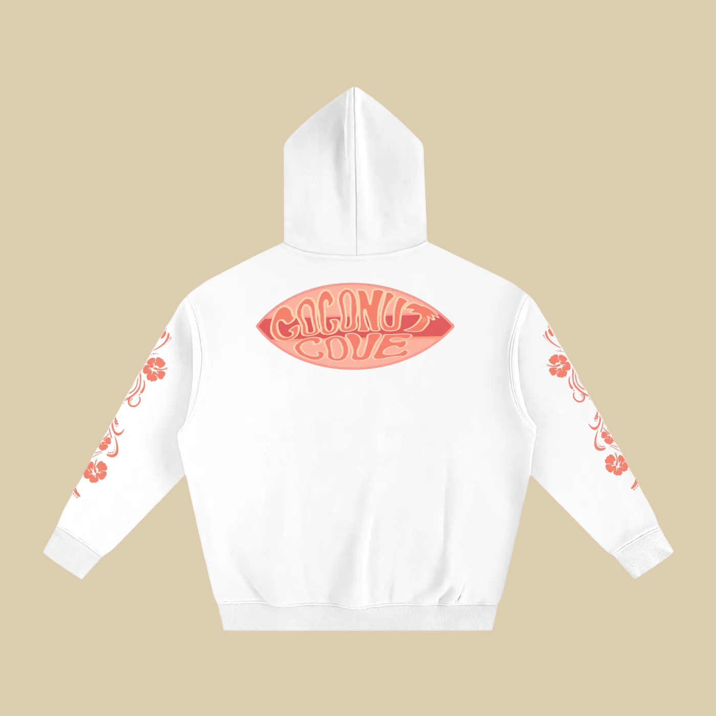 Coral Hibiscus Y2K Surfer Oversized Hoodie