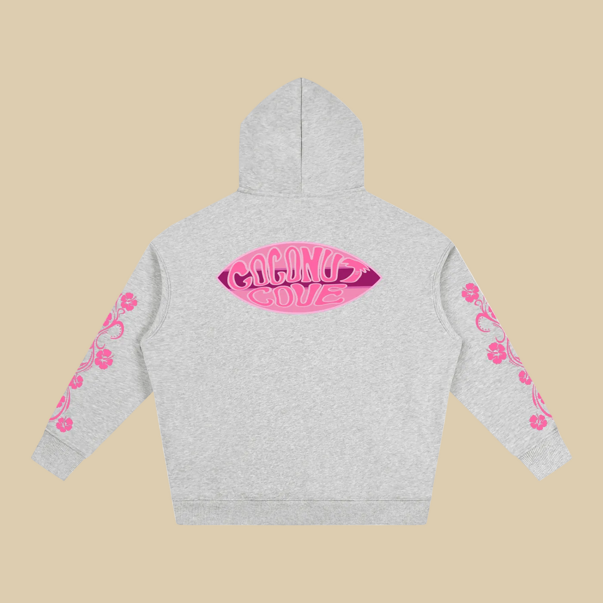 Pink Hibiscus Surfer Oversized Hoodie