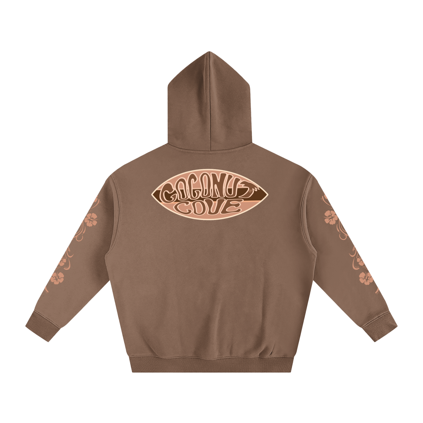 Beige Hibiscus Y2K Surfer Oversized Hoodie