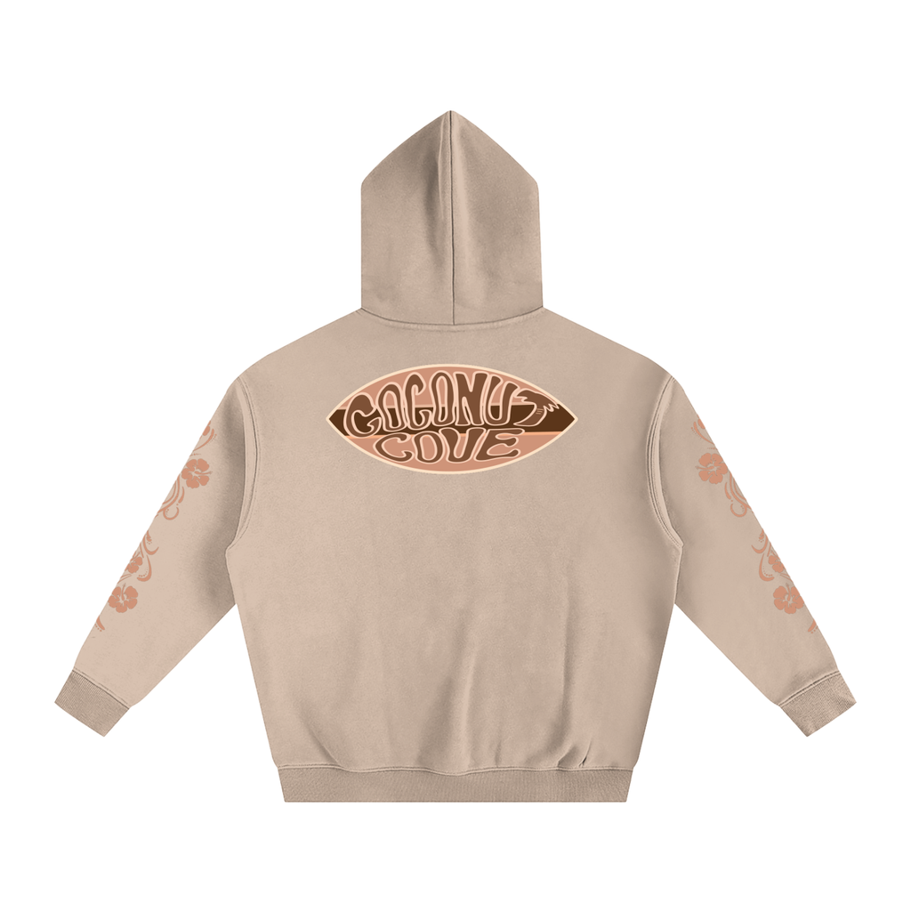 Beige Hibiscus Y2K Surfer Oversized Hoodie