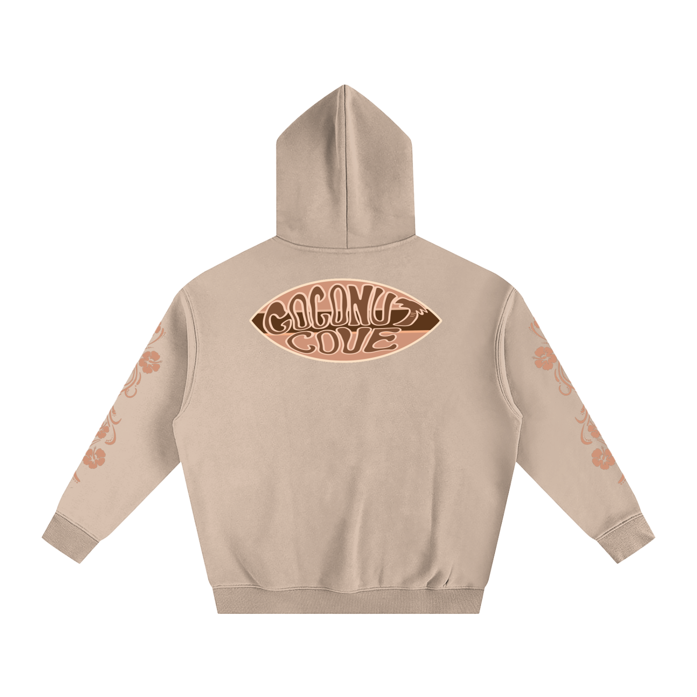 Beige Hibiscus Y2K Surfer Oversized Hoodie