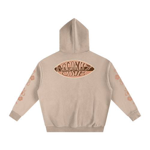 Beige Hibiscus Y2K Surfer Oversized Hoodie