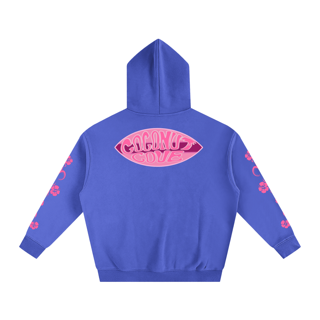 Pink Hibiscus Y2K Surfer Oversized Hoodie