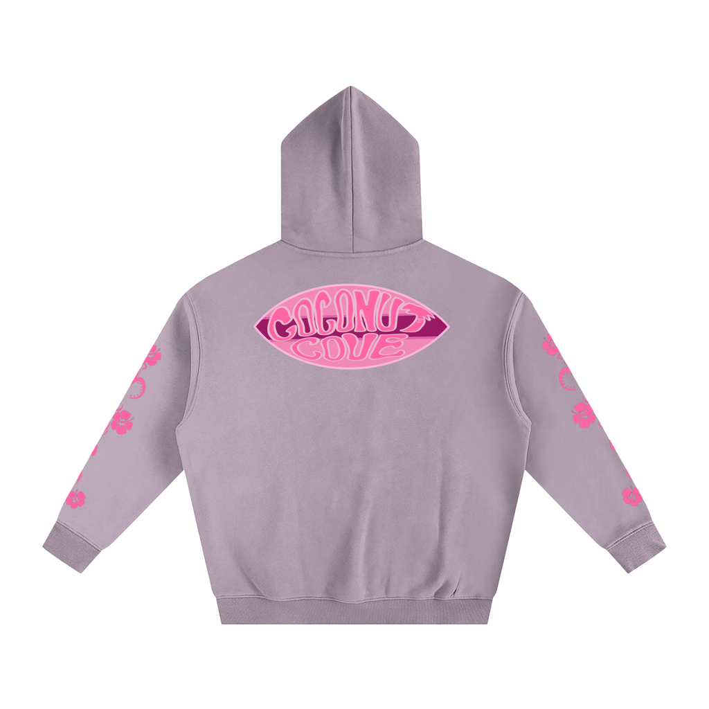 Pink Hibiscus Y2K Surfer Oversized Hoodie