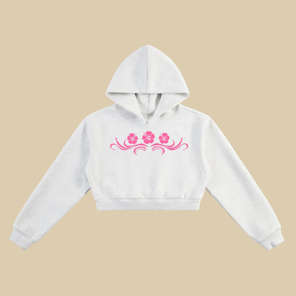 Hibiscus Surfer Cropped Hoodie