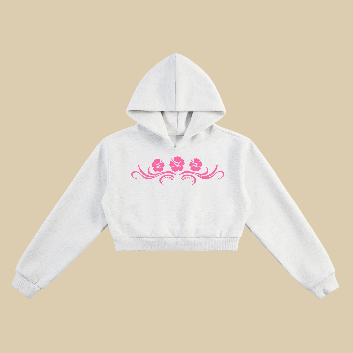 Hibiscus Surfer Cropped Hoodie