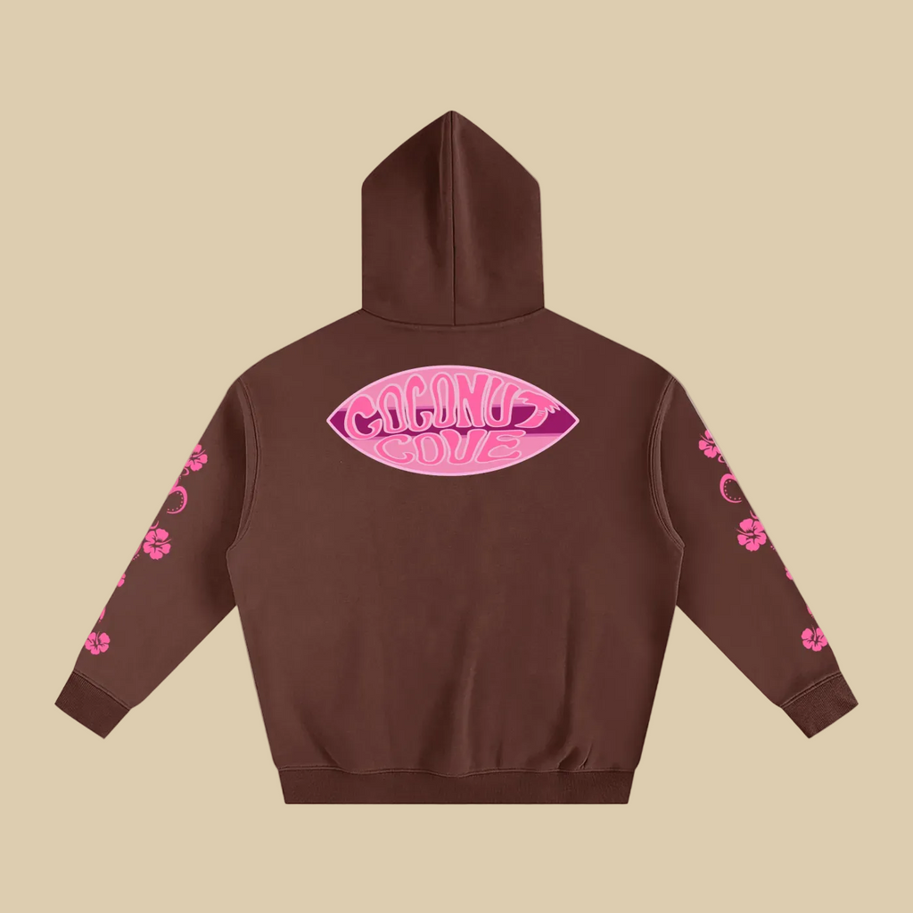 Pink Hibiscus Y2K Surfer Oversized Hoodie
