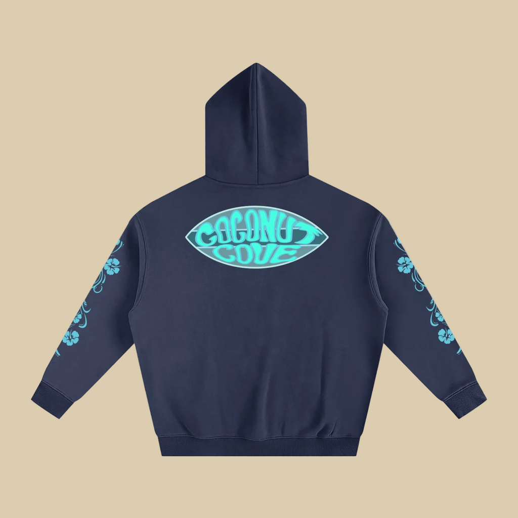 Blue Hibiscus Y2K Surfer Oversized Hoodie