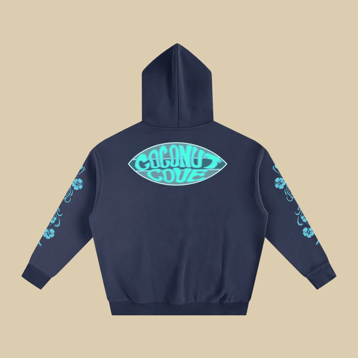 Blue Hibiscus Y2K Surfer Oversized Hoodie