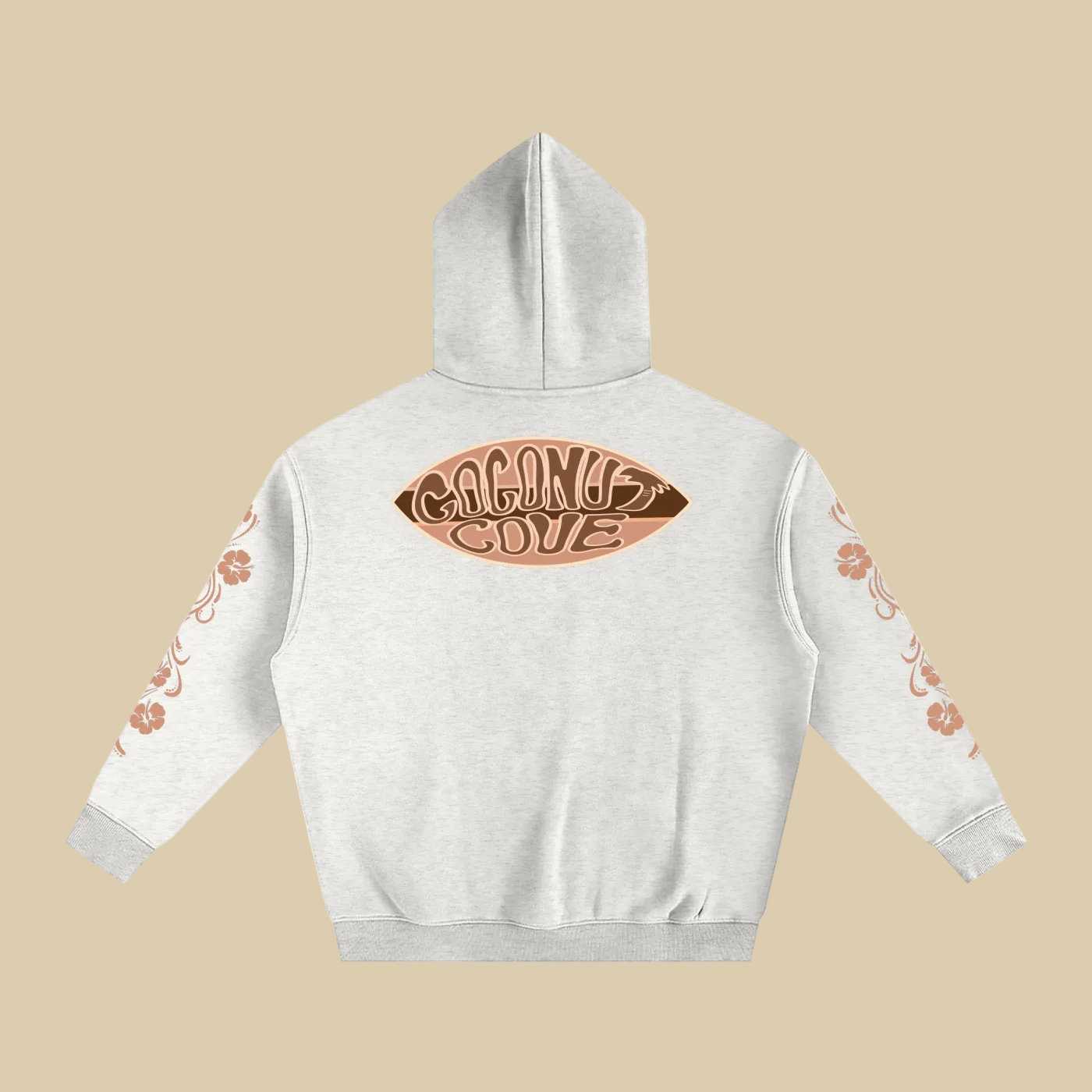 Beige Hibiscus Y2K Surfer Oversized Hoodie
