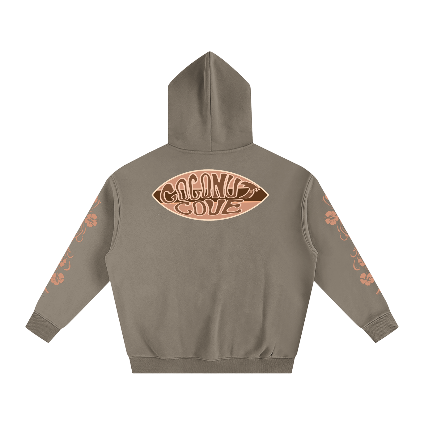 Beige Hibiscus Y2K Surfer Oversized Hoodie