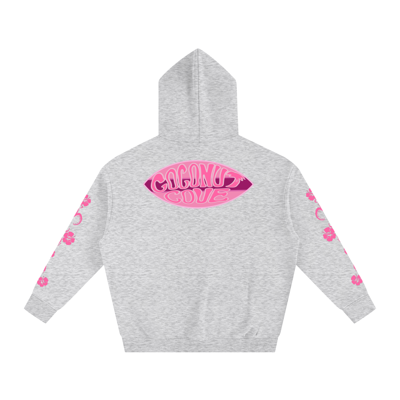 Pink Hibiscus Y2K Surfer Oversized Hoodie