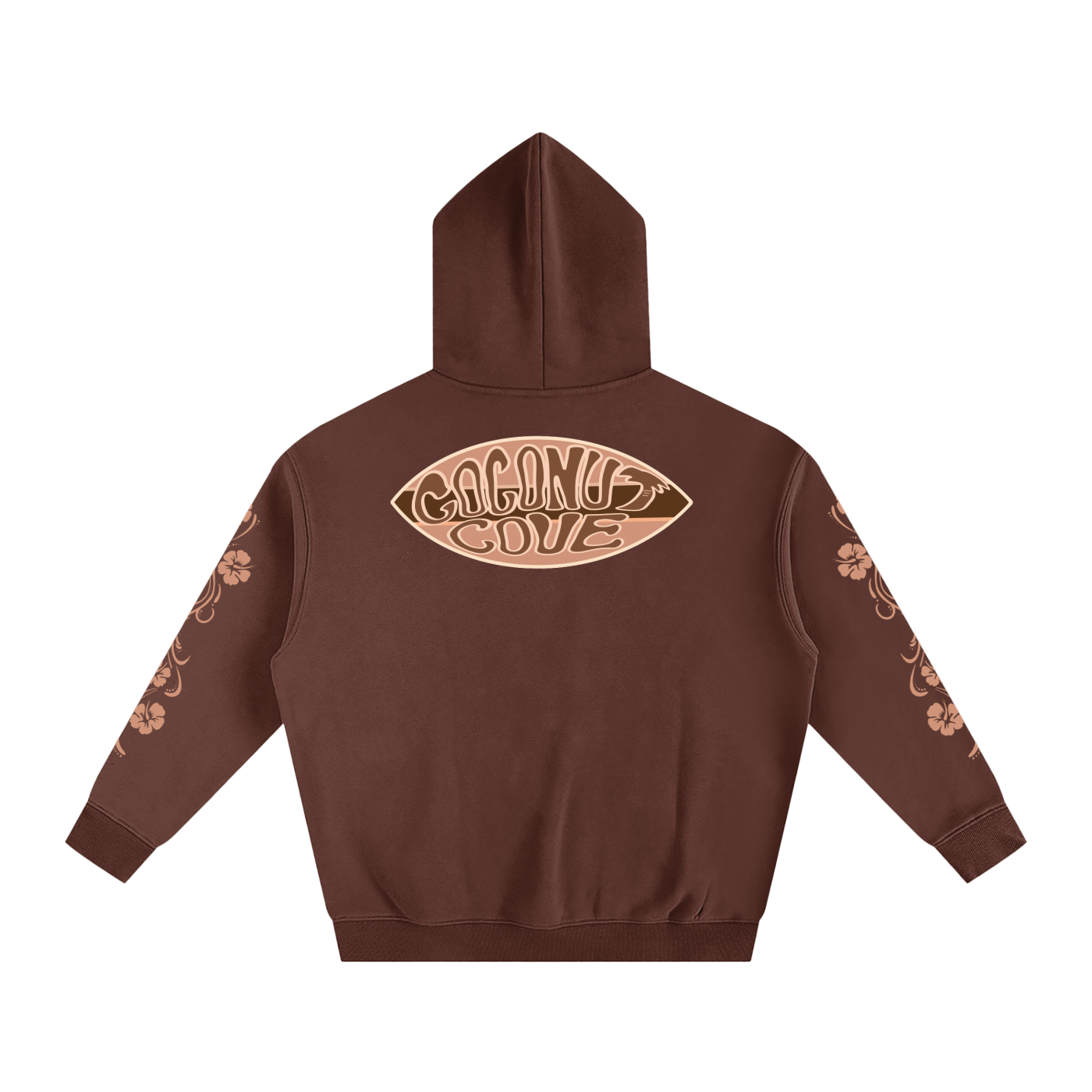 Beige Hibiscus Y2K Surfer Oversized Hoodie