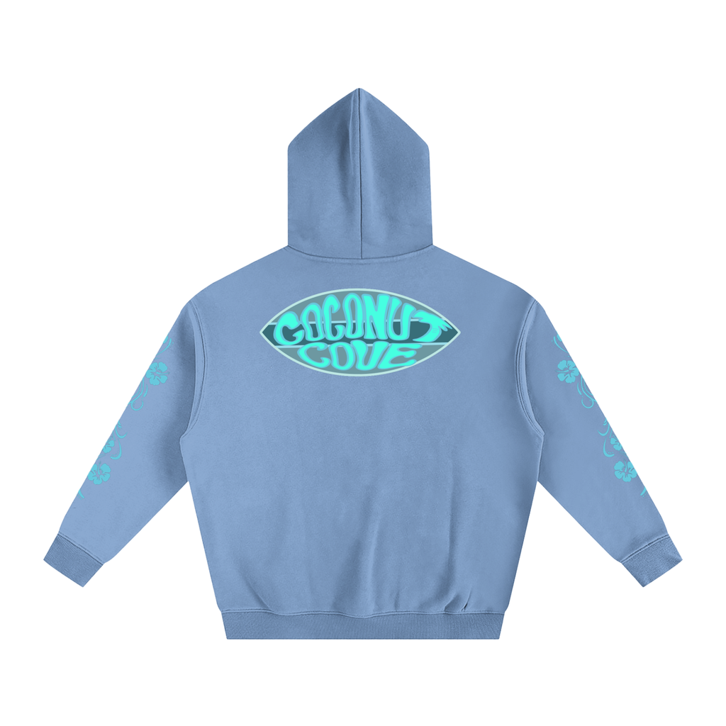 Blue Hibiscus Y2K Surfer Oversized Hoodie